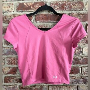 💖 Under Armour Pink Cropped Workout Top Athletic Tee Women’s M